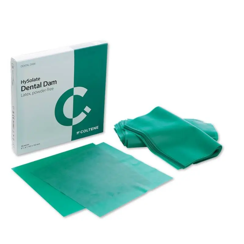 DIQUE COLTENE HYSOLATE DE HULE 6 X 6 CON 36 HOJAS VERDE MEDIO