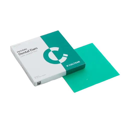 DIQUE COLTENE HYSOLATE DE HULE 5 X 5 CON 52 HOJAS VERDE MEDIO