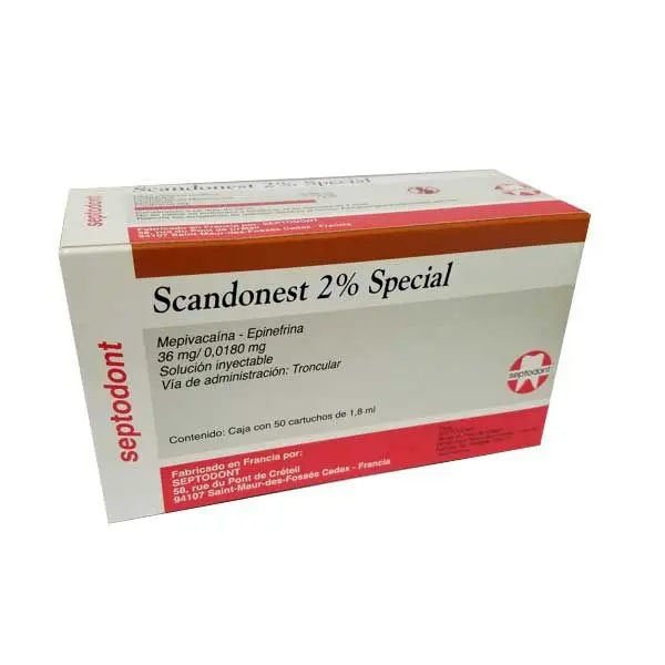 ANESTESIA SCANDONEST 2% C/VASO Mepivacaina - Epinefrina