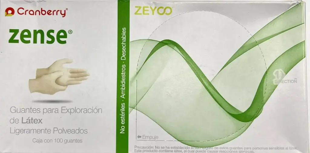 GUANTE LATEX MED ZENSE PPS NATURAL - LISO BAJO POLVO CAJA C/100 PZAS