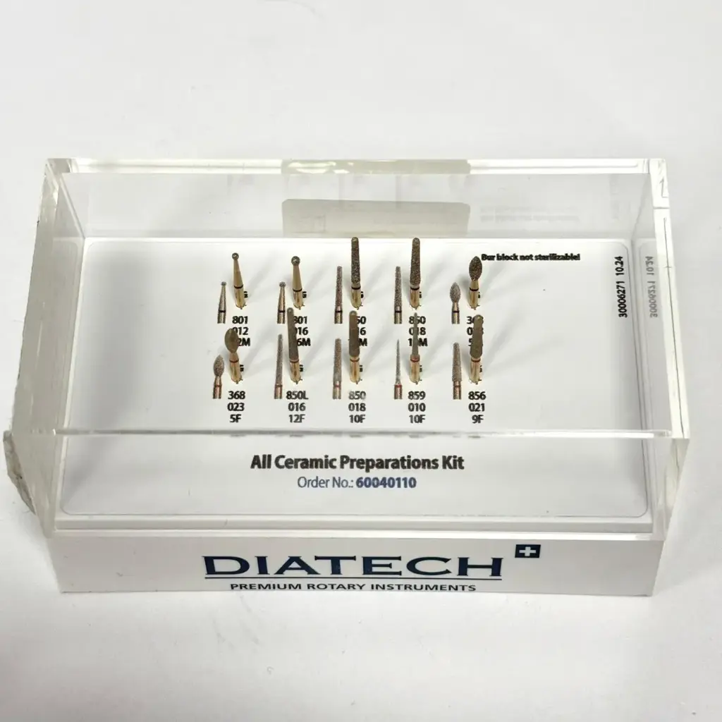KIT DE FRESAS PREPARACION PARA RESTAURACIONES CERAMICAS DIATECH