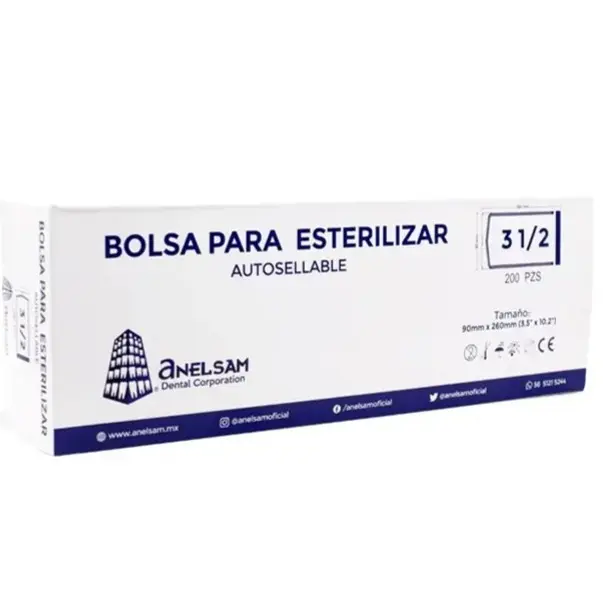 BOLSA PARA ESTERILIZAR AUTOSELLABLE 3 1/2 X 10 ANELSAM PAQ C/200