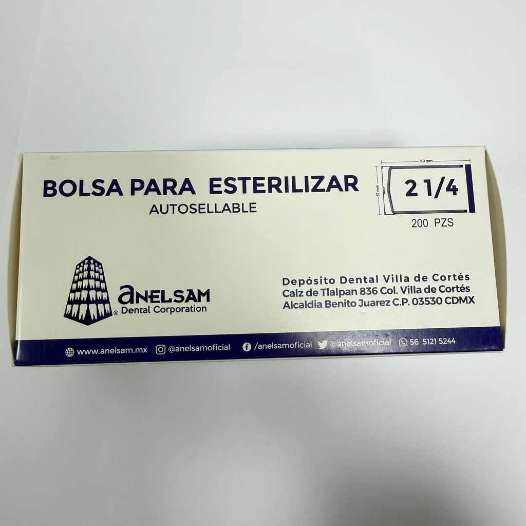 BOLSA PARA ESTERILIZAR 2 1/4X5 ANELSAM PAQ C/200