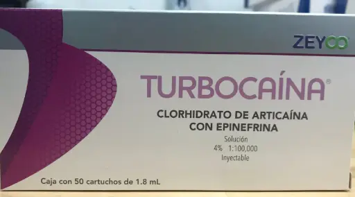 [470V] ANESTESIA TURBOCAINA ARTICAINA 4% C/EPINEFRINA BLISTER VIDRIO CJ. C/50 PZAS. 
