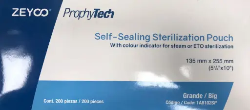 [X-BEPT5.25] BOLSA PARA ESTERILIZAR GRANDE 5 1/3 X 10 CAJA C/200 PZAS.