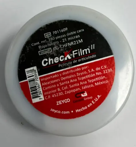 [CG-CHFNR21M] PAPEL DE ARTICULADO CHECK FILM NEGRO/ROJO 21 MICRAS - EMPAQUE C/280 PZAS