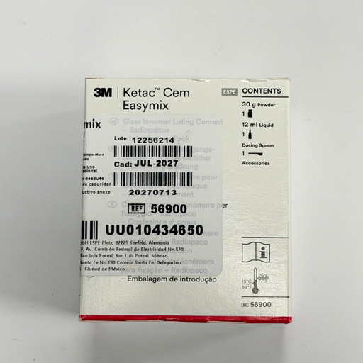 [56900] IONOMERO DE VIDRIO PARA CEMENTAR TIPO 1 30GRS PV-12ML KETAC CEM 3M SOLVENTUM
